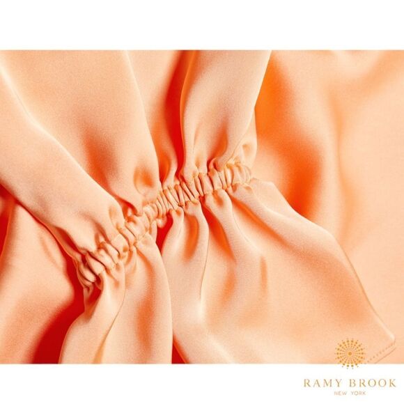 Ramy Brook **NWT** Carter Satin Self-Tie Blouse in Peach - Picture 7 of 8